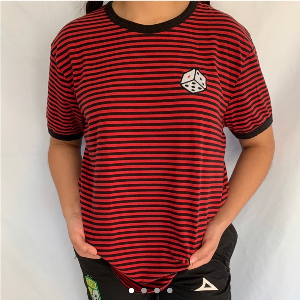 Black and red striped tee